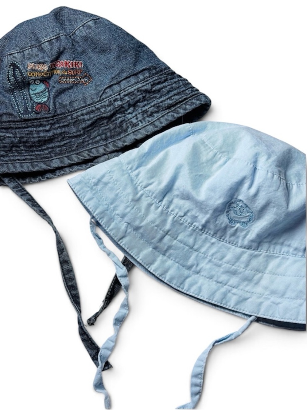 Vintage Trois Moutons Wash Denim Surf & Clément Sky Blue Bucket Hat Duo 2T-3T